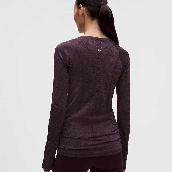BNWT Lululemon Swiftly Tech Long Sleeve 2.0, Sparkle, Black Plum/Rainbow Lurex - Picture 2 of 6